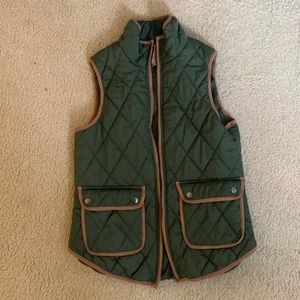 Olive green with brown lining lite puffer vest